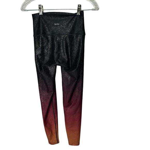 Peloton With It To Heart Womens Leggings Size small Orange Ombre Metallic Foil - Picture 3 of 3